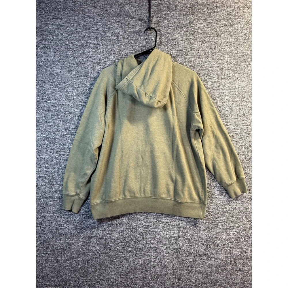 The North Face Mens Large Olive Green Heathered Logo Pullover Hoodie Sweatshirt
